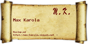 Max Karola névjegykártya